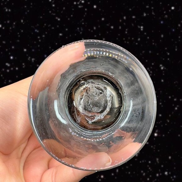 Hand Blown Art Glass Vase Bowl With Applied Base Clear Smokey Gray Black 4”T - Picture 12 of 15